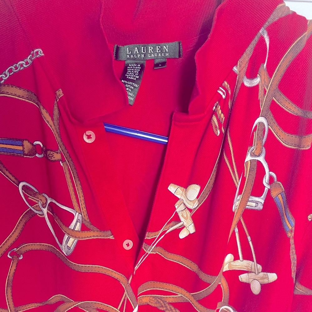 Women… Large… Red Lauren Chain Shirt… Made by Ralph Lauren…